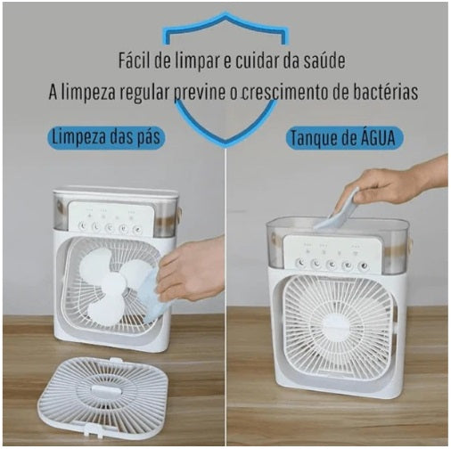 Mini Ventilador e Umidificador Portátil