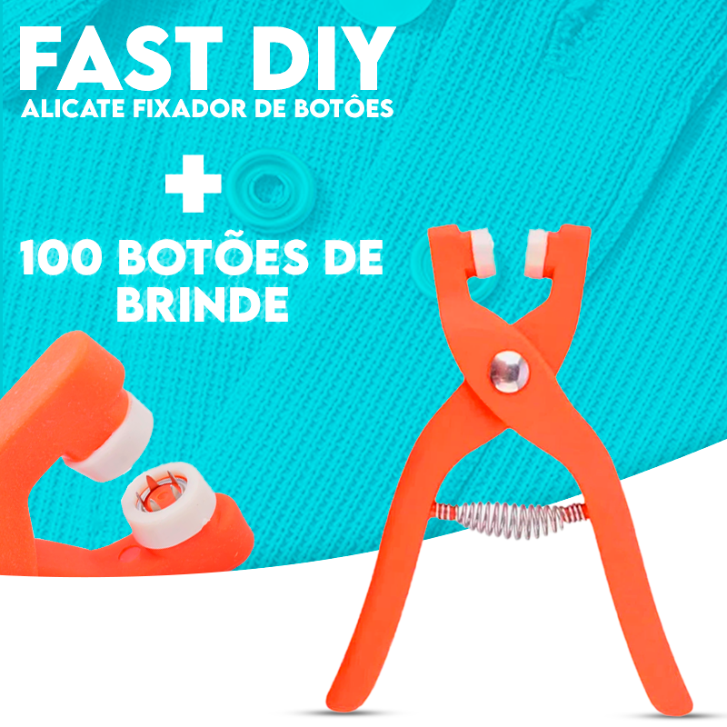 Alicate Fixador de Botões + 100 Botões de Brinde | Kit Fast Diy