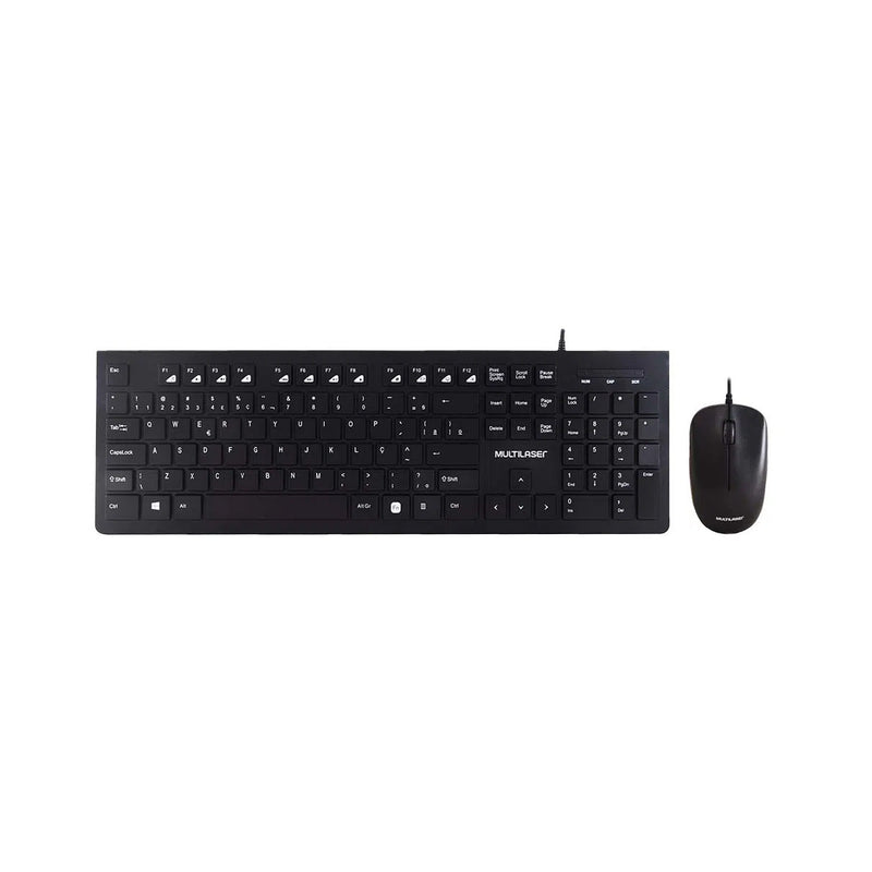 Kit Teclado e Mouse com Fio Multimídia USB Slim Preto Multilaser - TC240