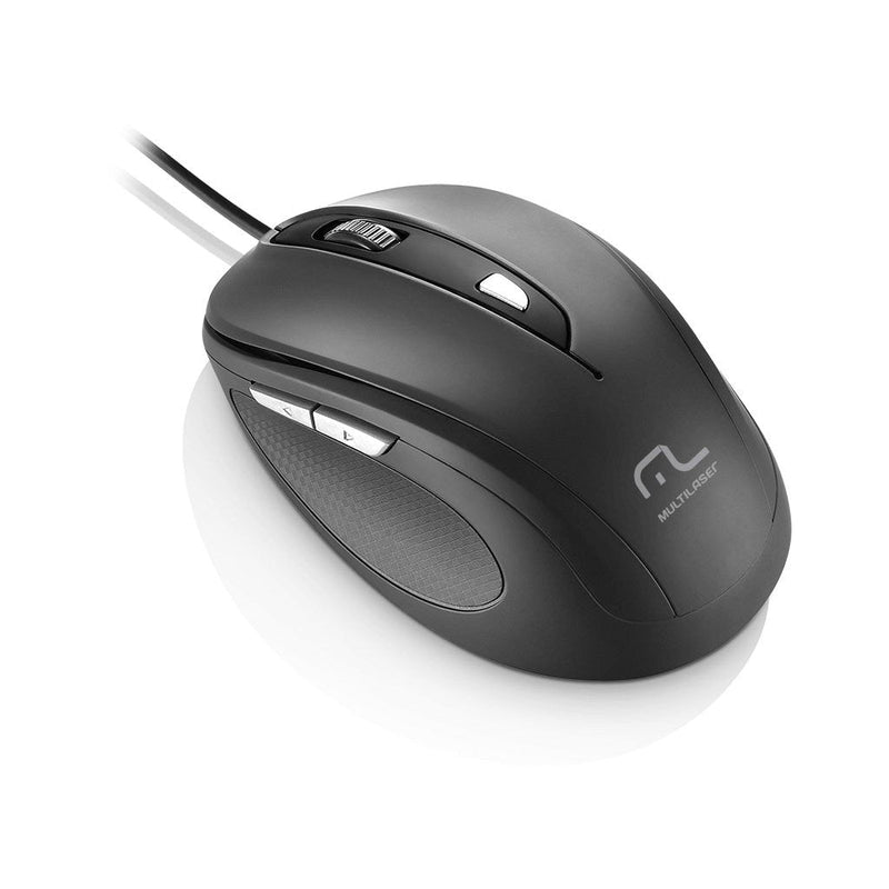 Mouse Com Fio 1600Dpi USB 6 Botões Preto Multilaser - MO241