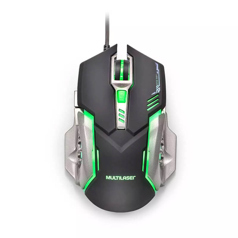 Mouse Gamer DPI 2400 Preto/Grafite Multilaser - MO269