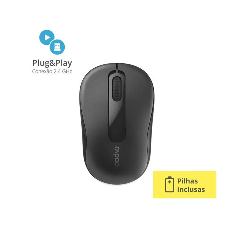 Mouse sem fio Rapoo M10, 2.4 Ghz, 3 Botões, 1000 DPI - RA007