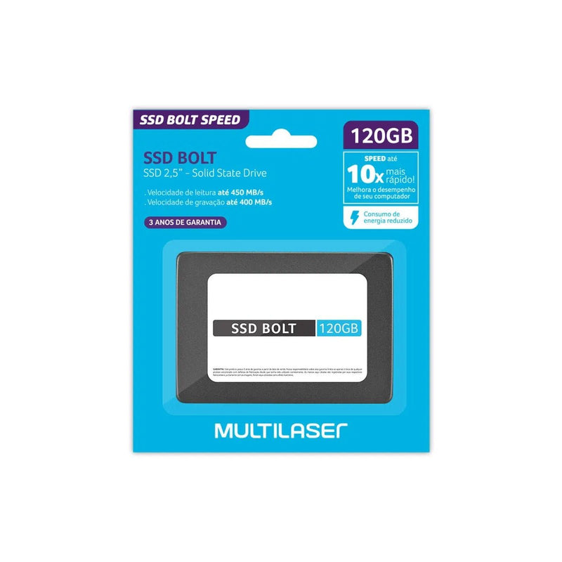 SSD Multilaser, 2.5 POL., SATA, Bolt, Gravação até 400 MB/S