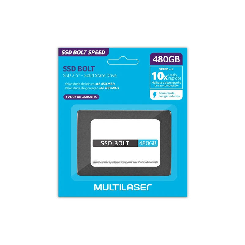 SSD Multilaser, 2.5 POL., SATA, Bolt, Gravação até 400 MB/S